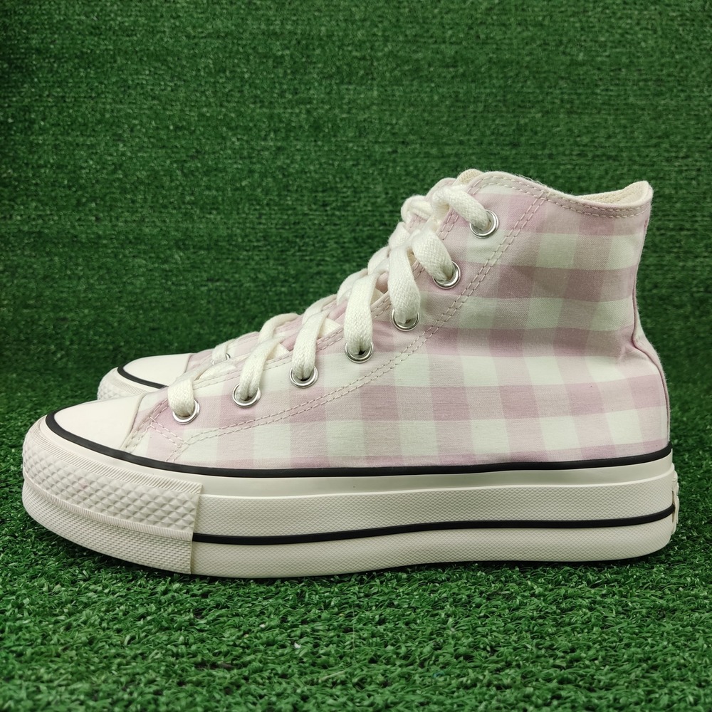 Converse Sneakers Womens 8 Pink Chuck Taylor All Star Lift Gingham High Top Shoe - Picture 4 of 9